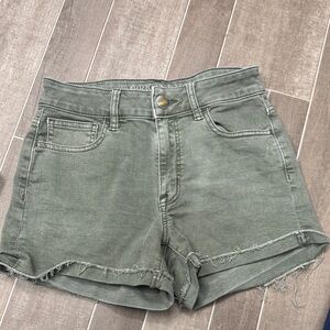 Women's Olive Green Denim Shorts